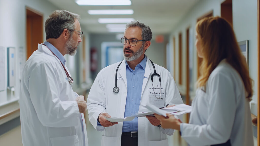 rythmologue et cardiologue discutant ensemble